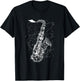 Saxophone Sketch Jazz Music Orchestra T-Shirt - T-Shirt | Black
