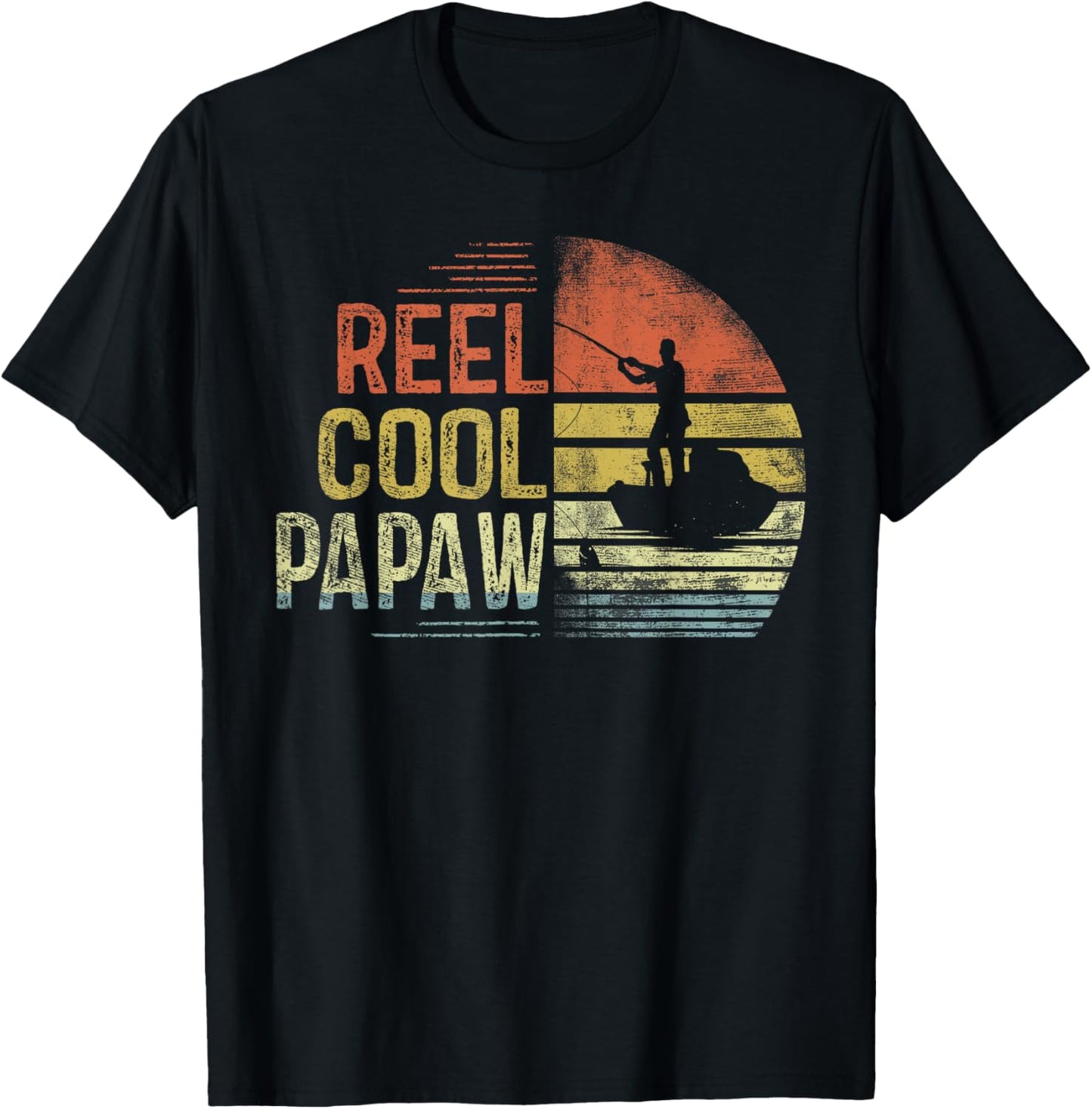 Reel Cool Papaw Fishing Gifts Papaw Birthday Vintage , Small, Black T-Shirt - T-Shirt | Black