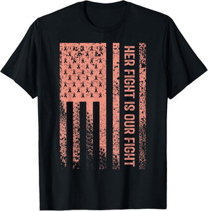 Her Fight Is Our Fight Uterine Cancer Awareness T-Shirt - T-Shirt | Black