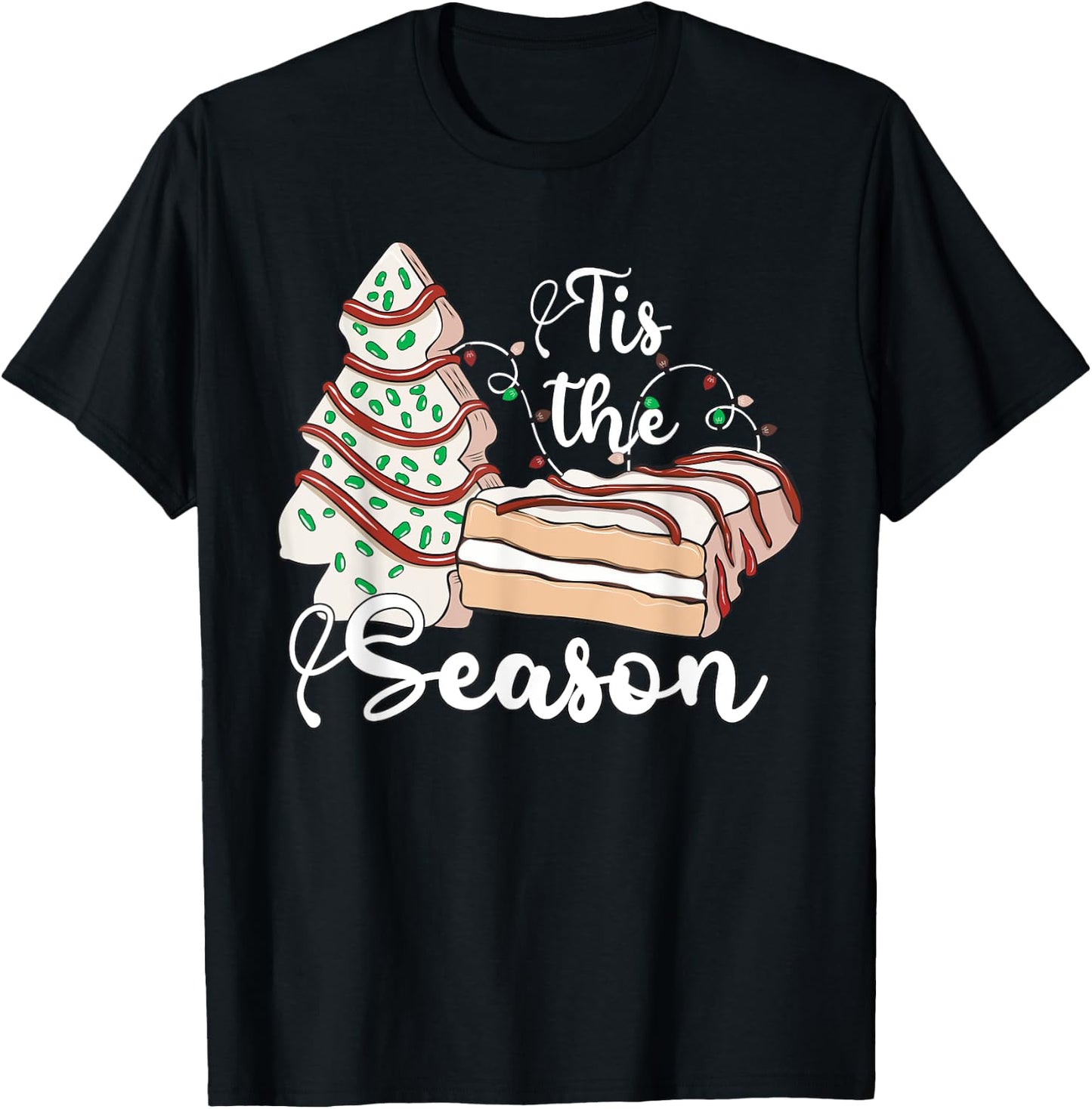 Tis The Season Christmas Tree Cakes Debbie Retro Xmas Gifts T-Shirt - T-Shirt | Black