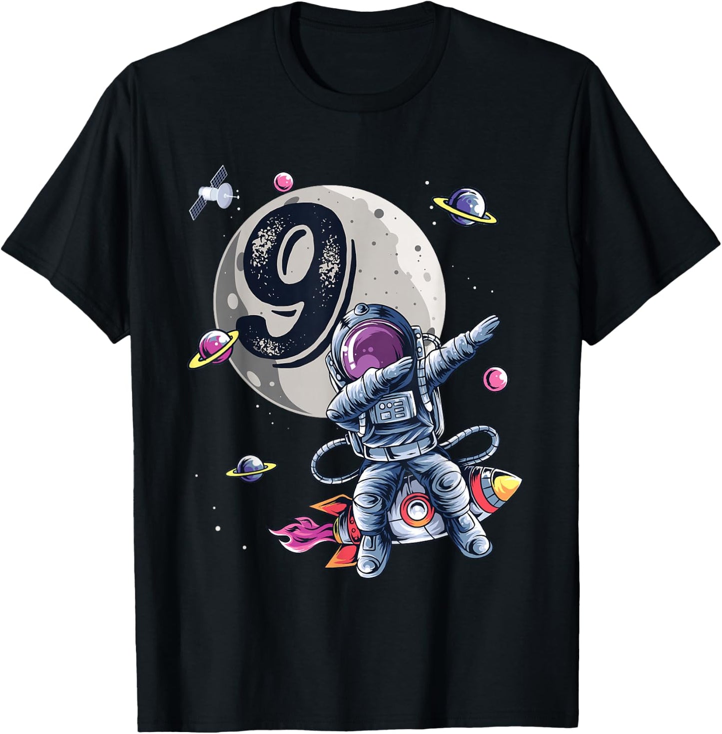 9 Years Old Birthday Boy Astronaut Gifts Space 9th B-Day T-Shirt - T-Shirt | Black