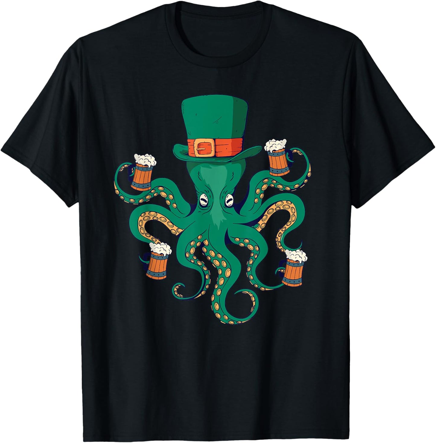 St. Patricks Day Irish Octopus Kraken Beer Party Funny Gift T-Shirt - T-Shirt | Black