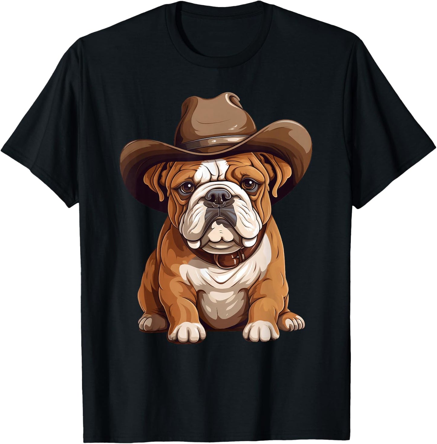 English Bulldog Puppy in Cowboy Hat Bulldog Lover Boys Girls T-Shirt - T-Shirt | Black