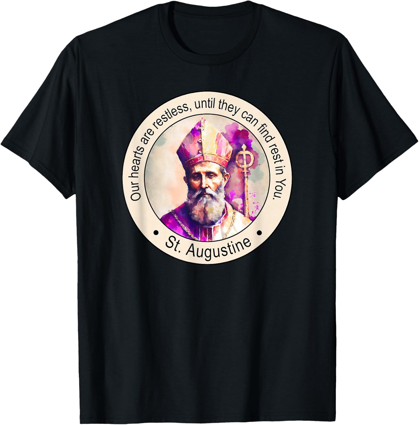 St Augustine of Hippo Famous Popular Catholic Saints Quote T-Shirt - T-Shirt | Black