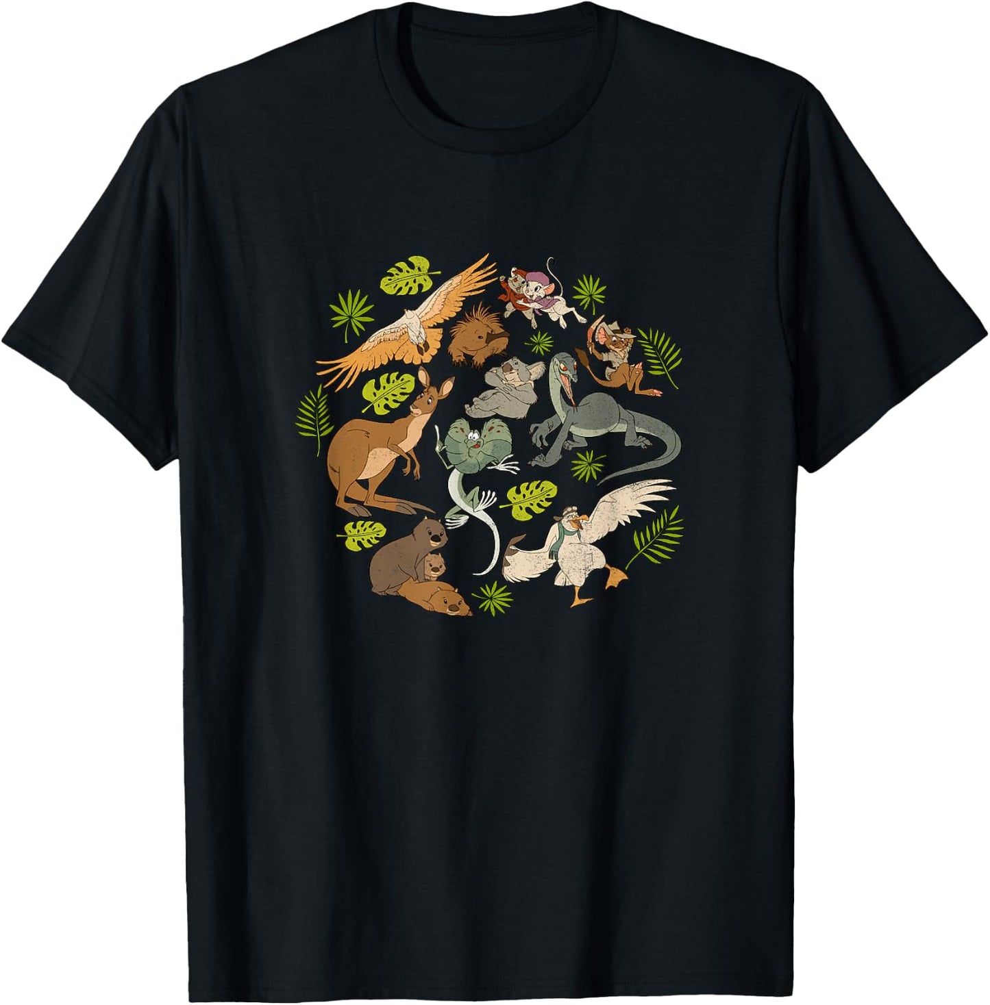Disney The Rescuers Down Under Vintage Character Jumble T-Shirt - T-Shirt | Black