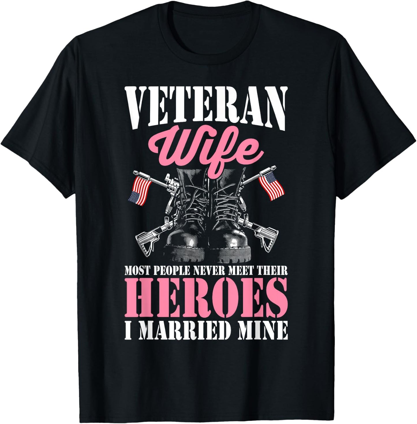 Veteran Wife Married Mine Proud Military Veteran Husband T-Shirt - T-Shirt | Black