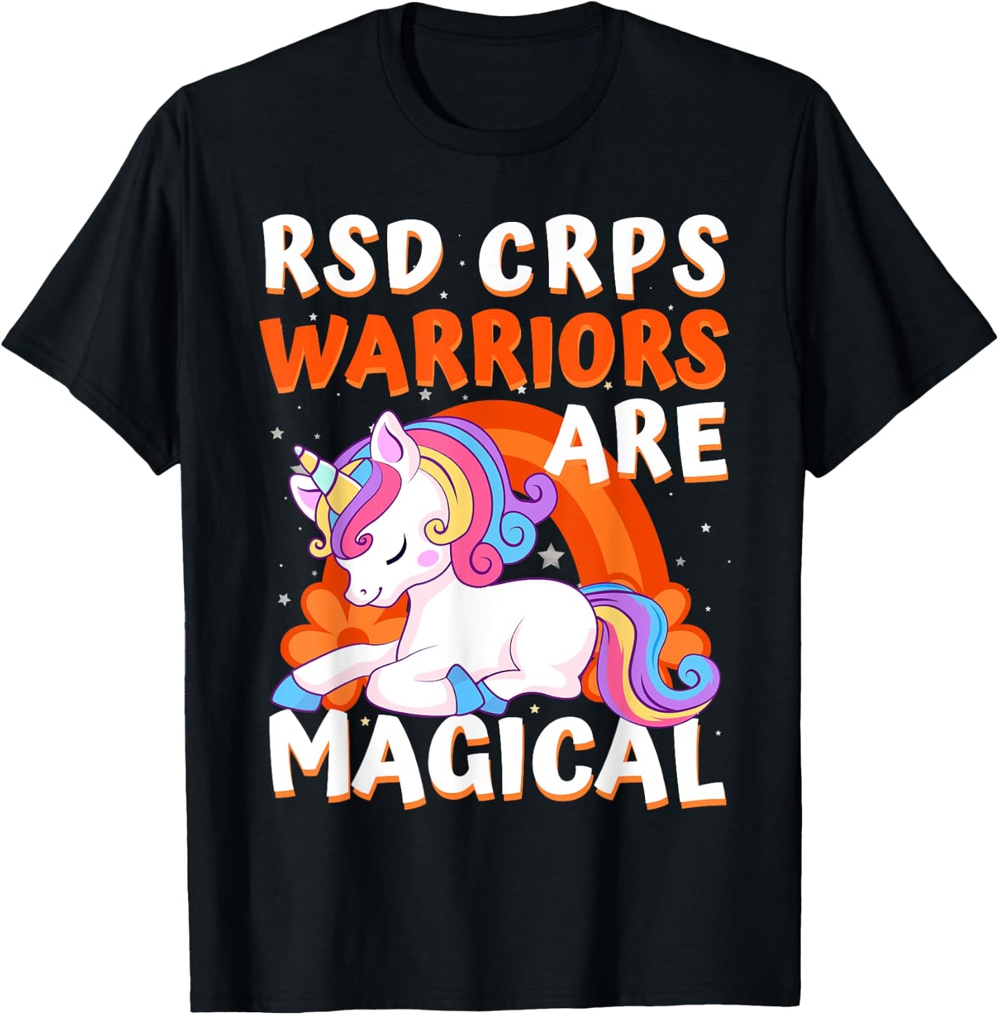 Warriors Are Magical RSD CRPS Awareness Ribbon Unicorn T-Shirt - T-Shirt | Black