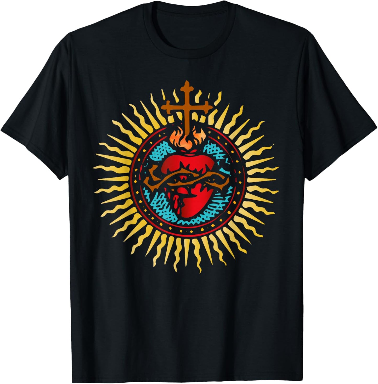 Sacred Heart of Jesus Catholic Art Latin Mass T-Shirt - T-Shirt | Black