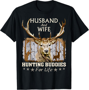 Husband and Wife Hunting Buddies For Life Funny Love To Hunt T-Shirt - T-Shirt | Black