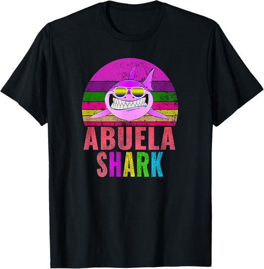 Abuela Shark Funny Spanish Grandma Vintage T-Shirt - T-Shirt | Black