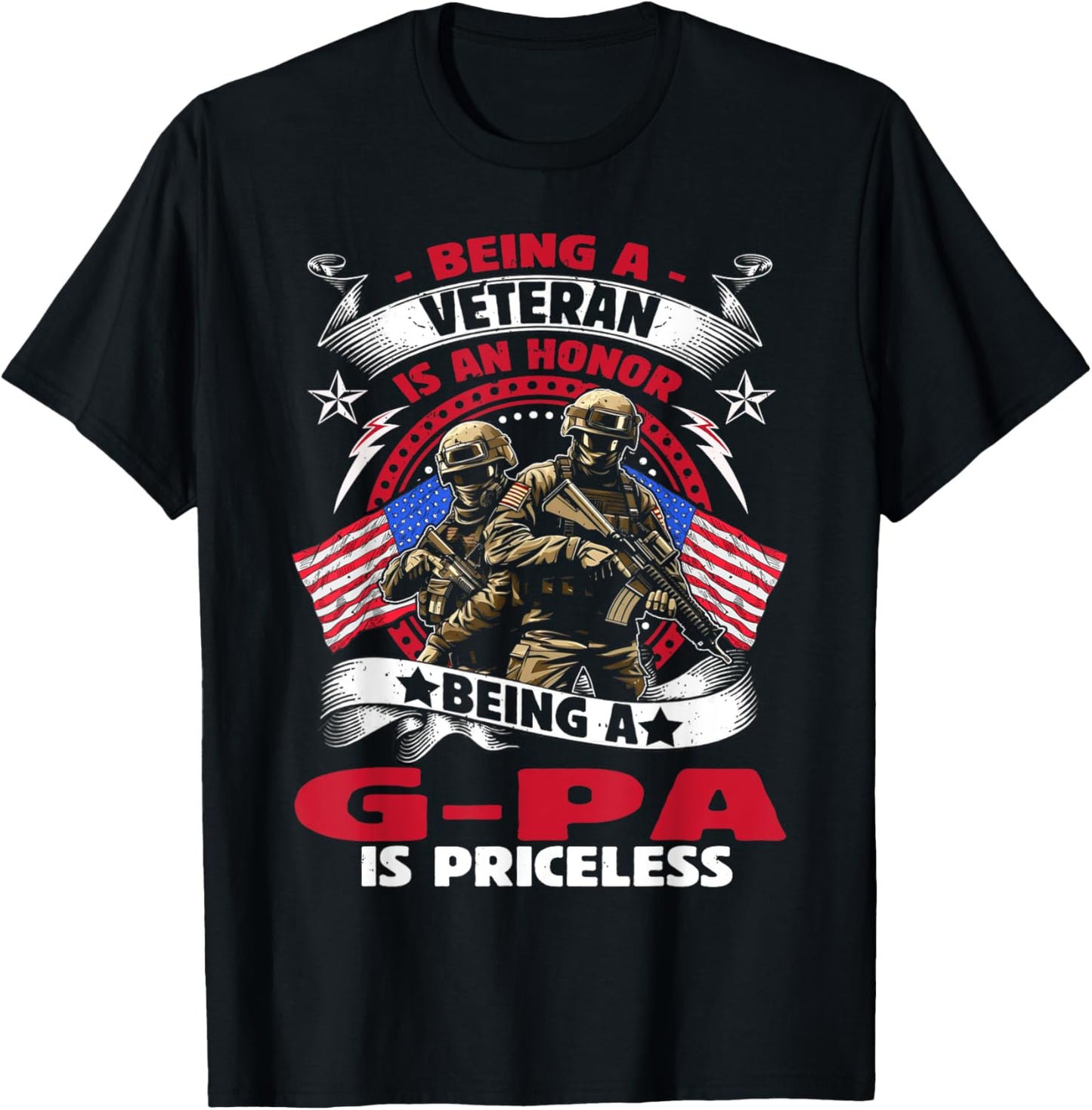 Veteran G Pa Grandpa USA Flag 4th Of July T-Shirt - T-Shirt | Black