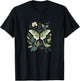 Women's Luna Moth With Moonflower Vine Artisan Boho Fashion T-Shirt - T-Shirt | Black