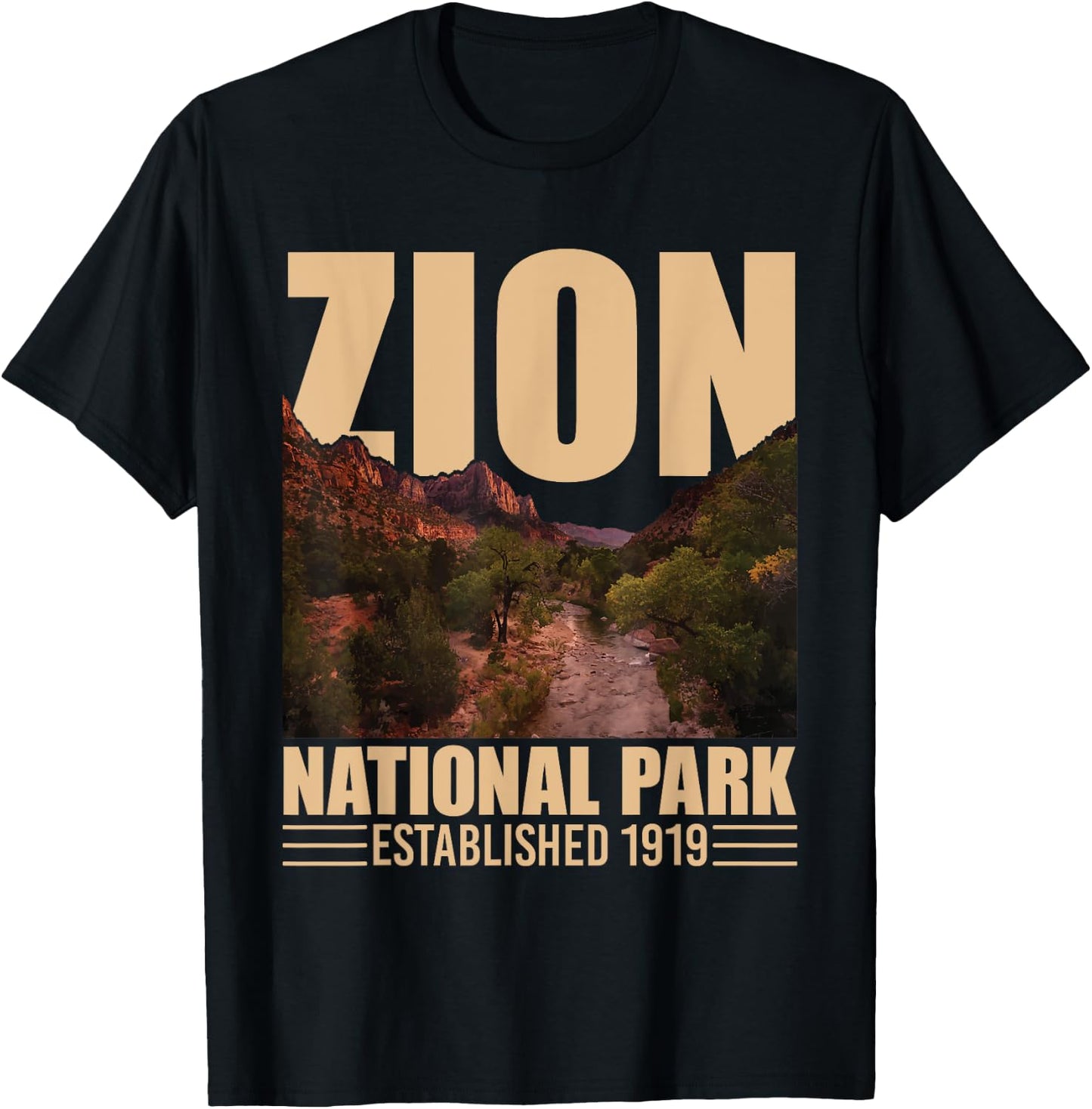 Zion National Park - Retro Hiking & Camping Lover T-Shirt - T-Shirt | Black