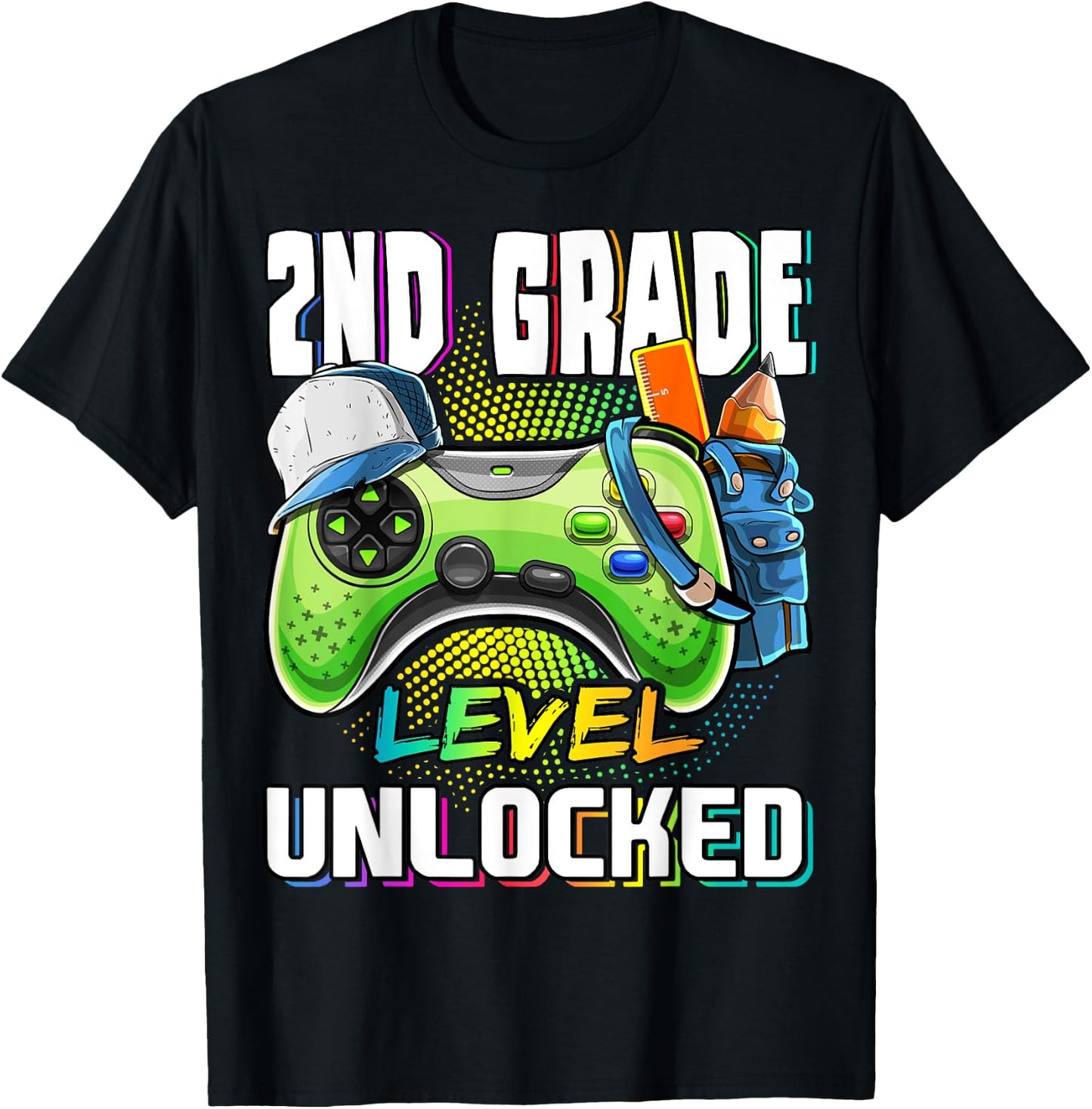 2nd Grade Level Unlocked Video Game Back to School Boys T-Shirt - T-Shirt | Black