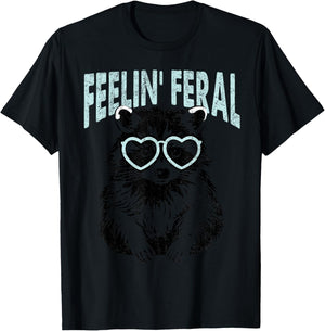 Cute But Feral Feeling Feral Raccon T-Shirt - T-Shirt | Black