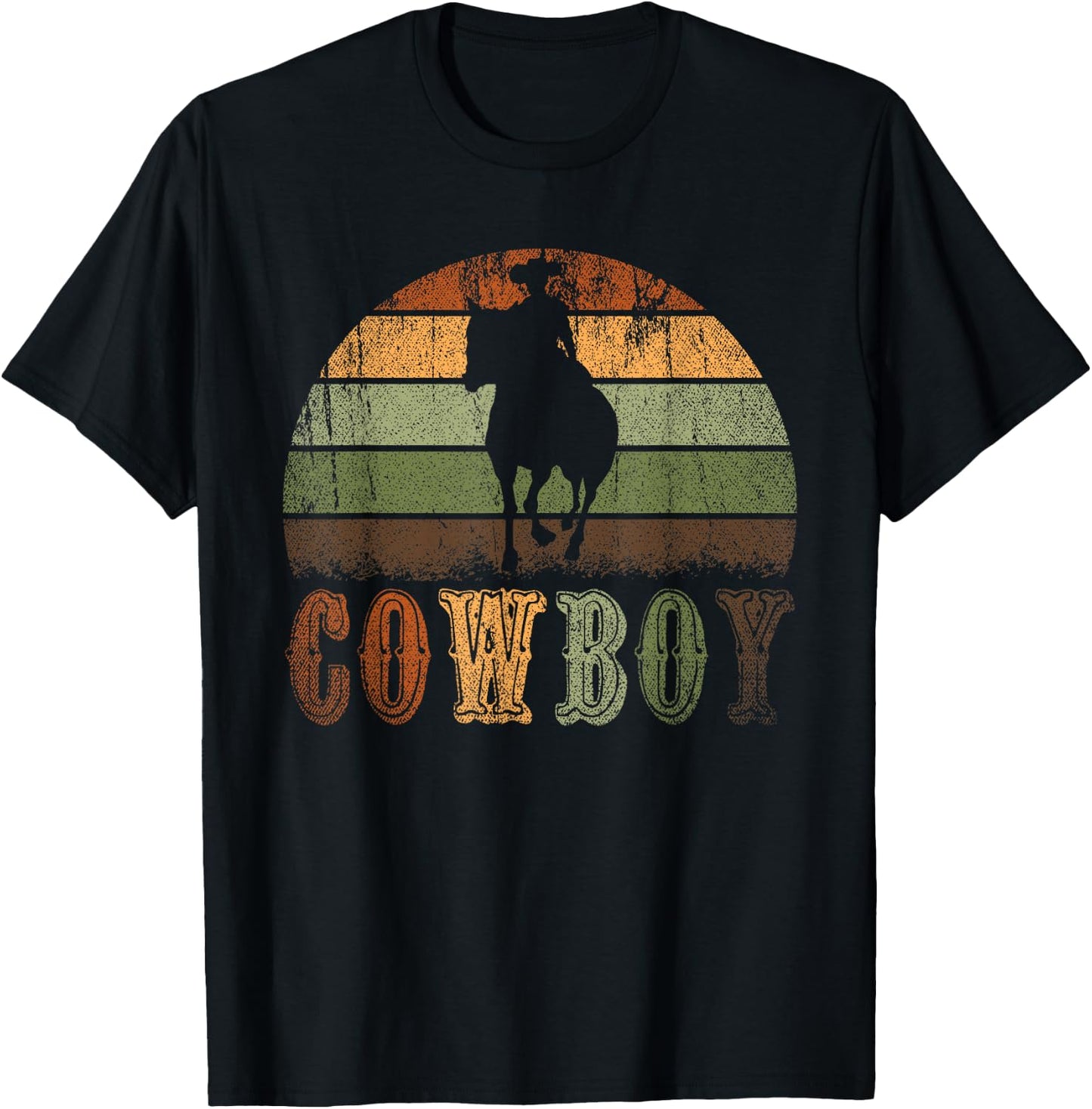 Retro Horseback Riding Rodeo Western Line Dance Horse Cowboy T-Shirt - T-Shirt | Black