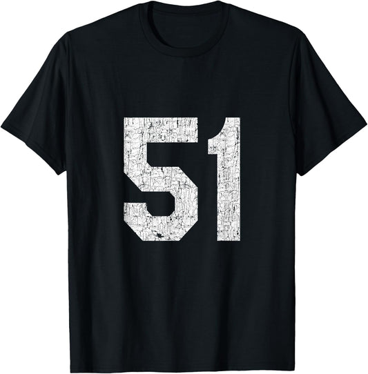 #51 Jersey Uniform Varsity Sports Number, 51st Birthday T-Shirt - T-Shirt | Black