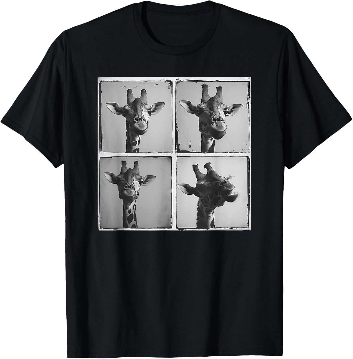 Cool Giraffe Face Photo Love Giraffes Funny Safari Animal T-Shirt - T-Shirt | Black