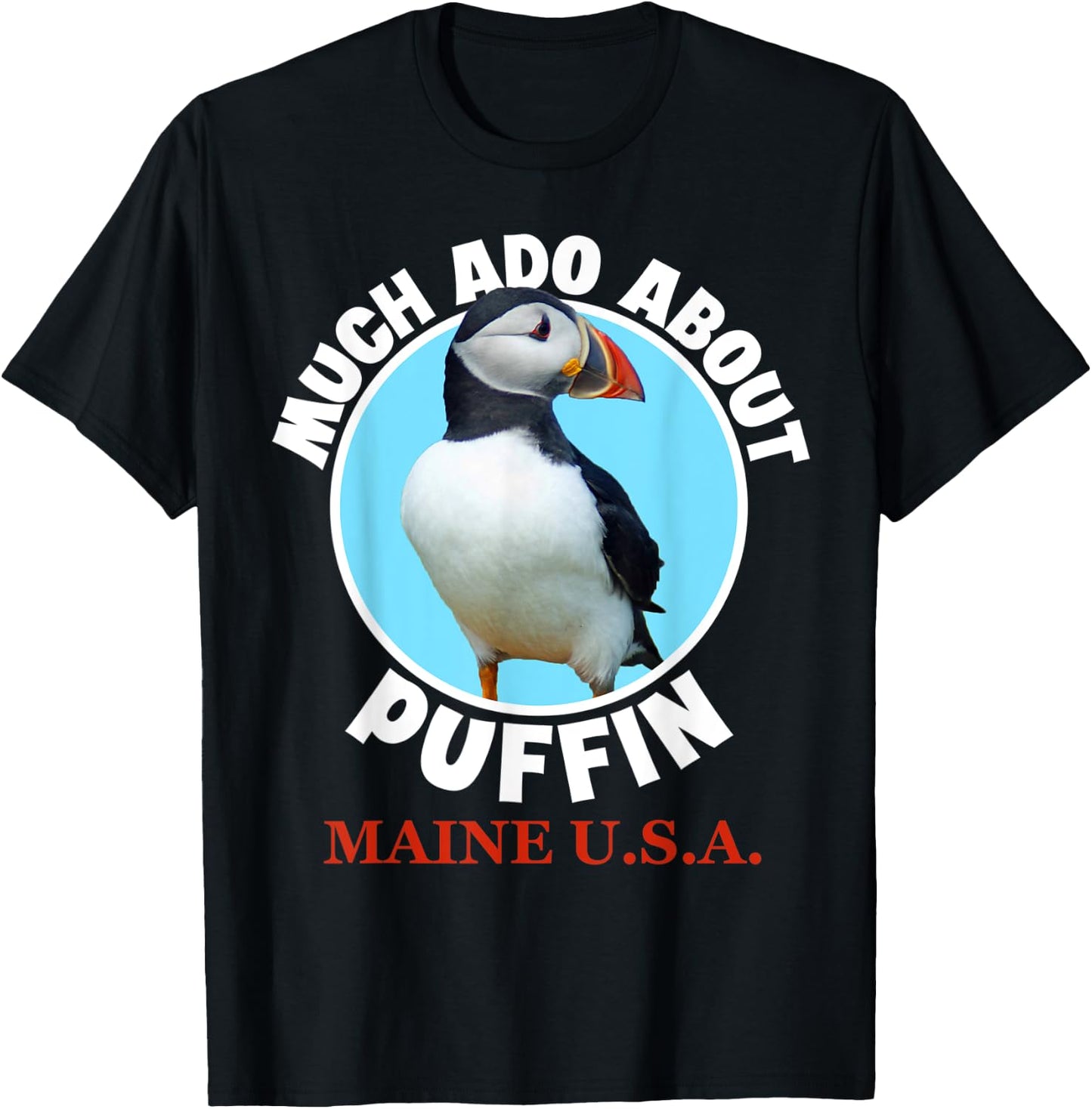 Puffin Bird Maine USA Souvenir Men Funny T-Shirt - T-Shirt | Black