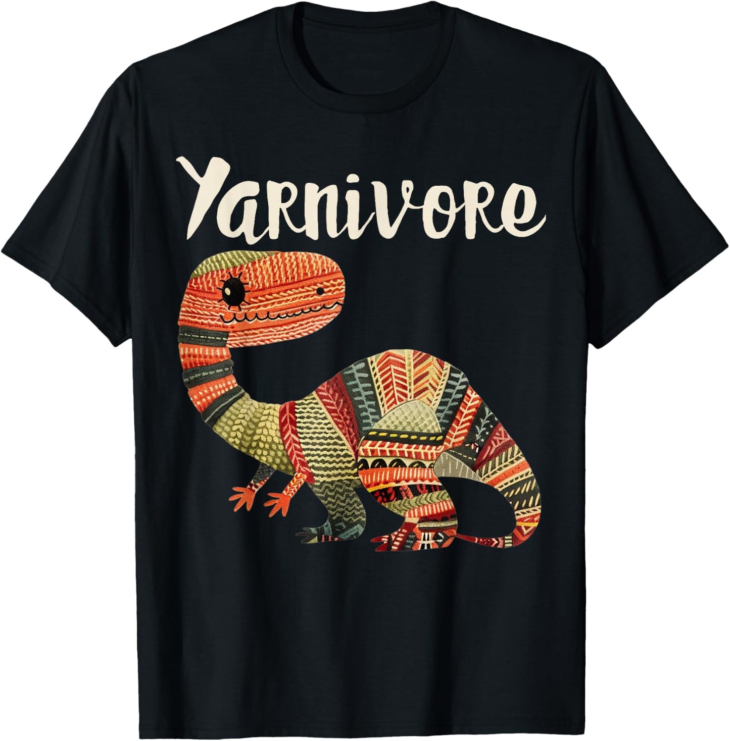 Yarnivore Funny Cute Crochet Knitting Yarn Dinosaur T-Shirt - T-Shirt | Black