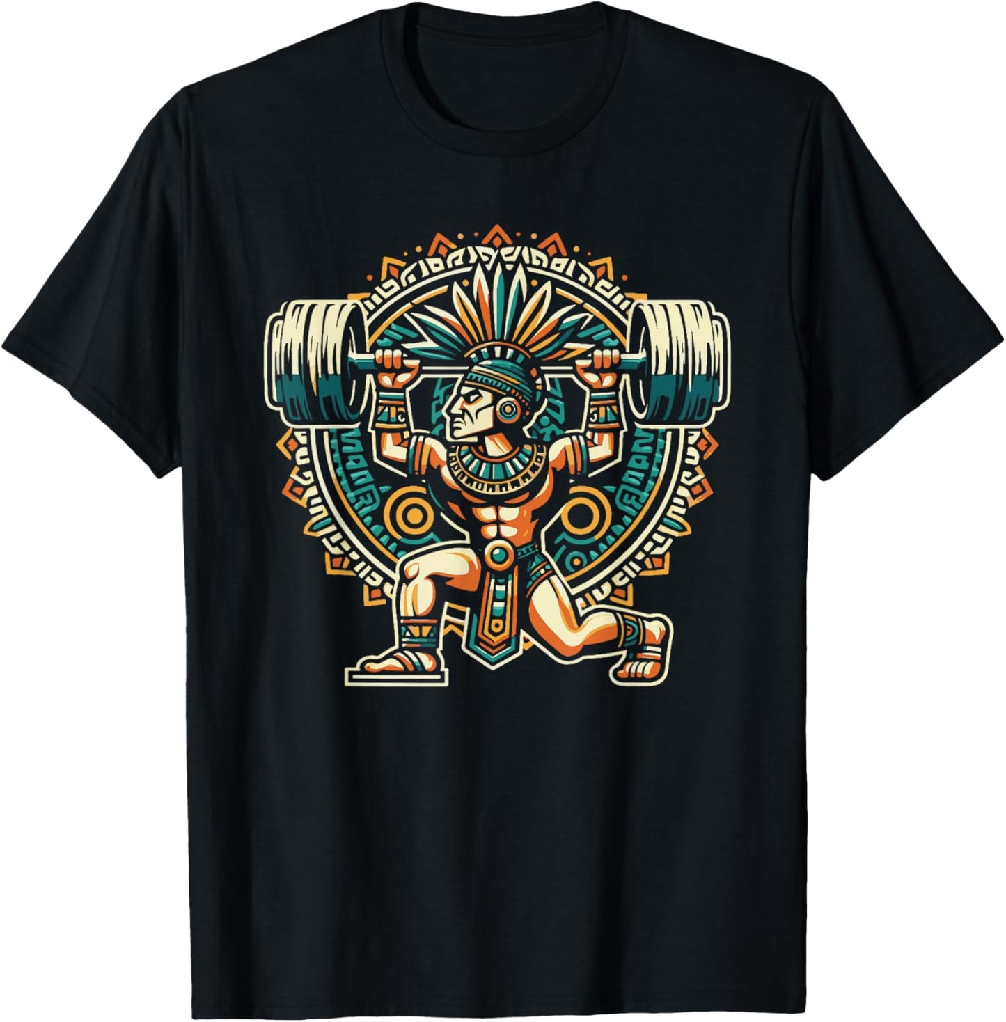 Aztec Warrior Gym Weightlifting Bodybuilding Workout T-Shirt - T-Shirt | Black