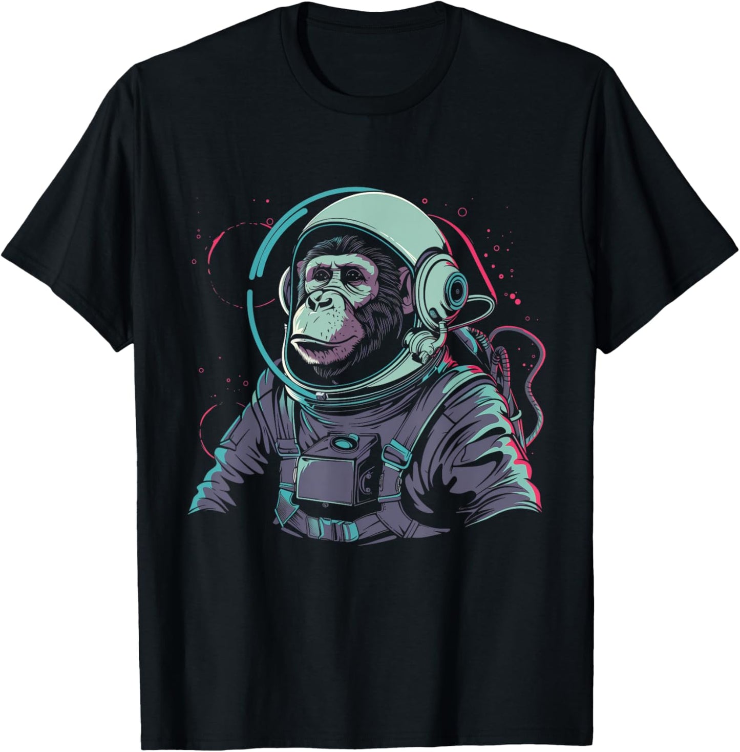 Astronaut Monkey Chimpanzee Chimpanzee Space Suit Funny T-Shirt - T-Shirt | Black