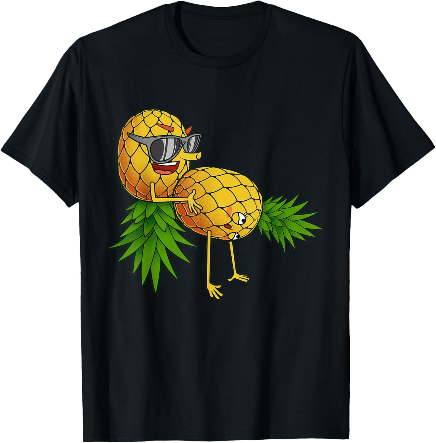 Funny Upside Down Pineapple Swinger Gift and Men Small T-Shirt - T-Shirt | Black