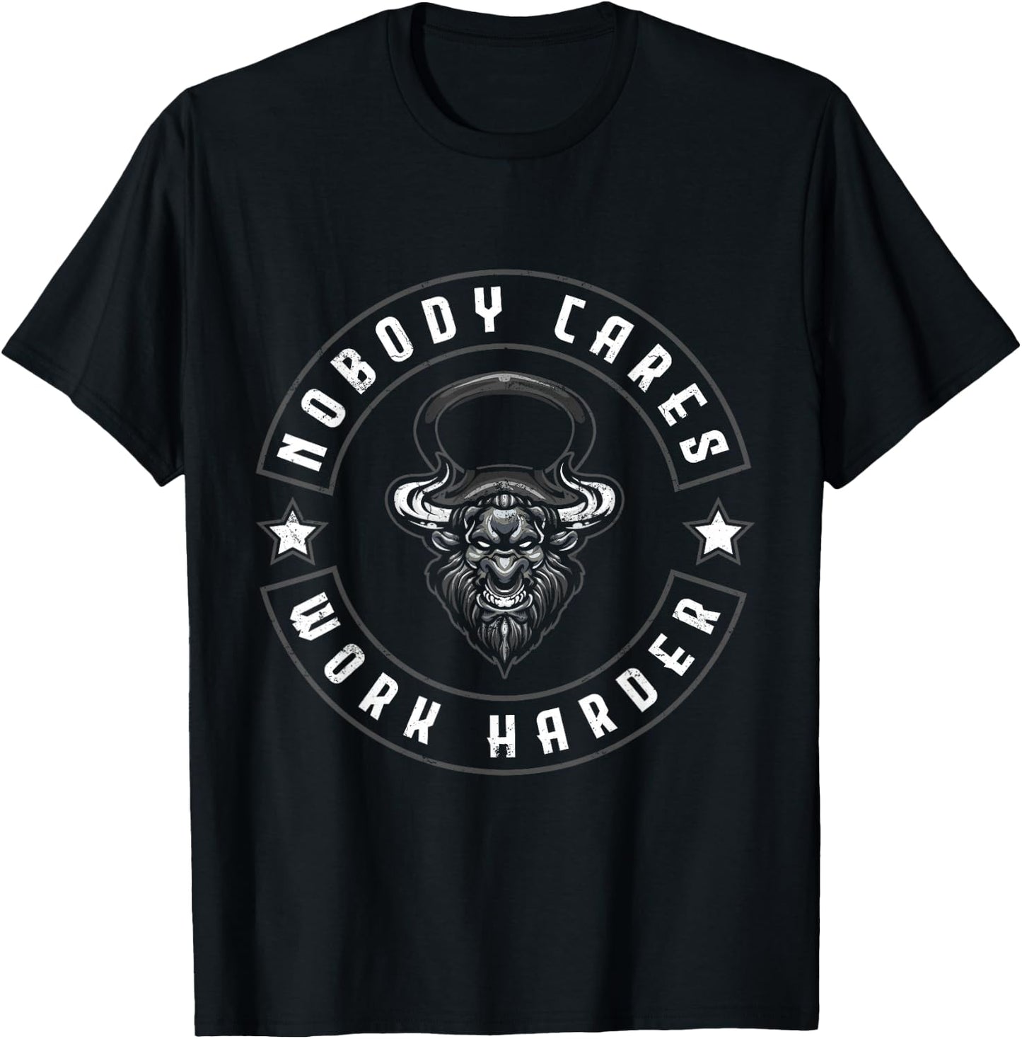 Nobody Cares Work Harder Kettlebell Workout Weightlifting T-Shirt - T-Shirt | Black