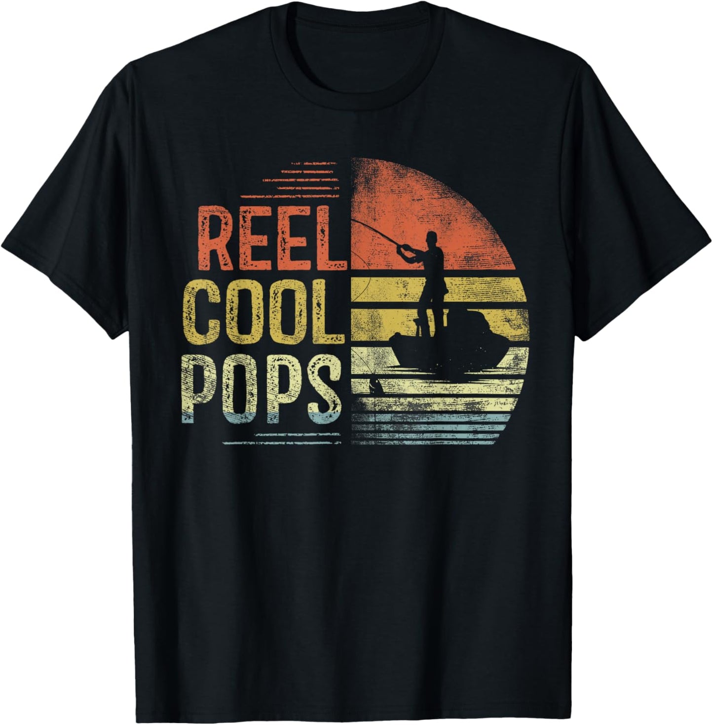 Reel Cool Pops Fishing Gifts Pops Birthday Vintage T-Shirt - T-Shirt | Black