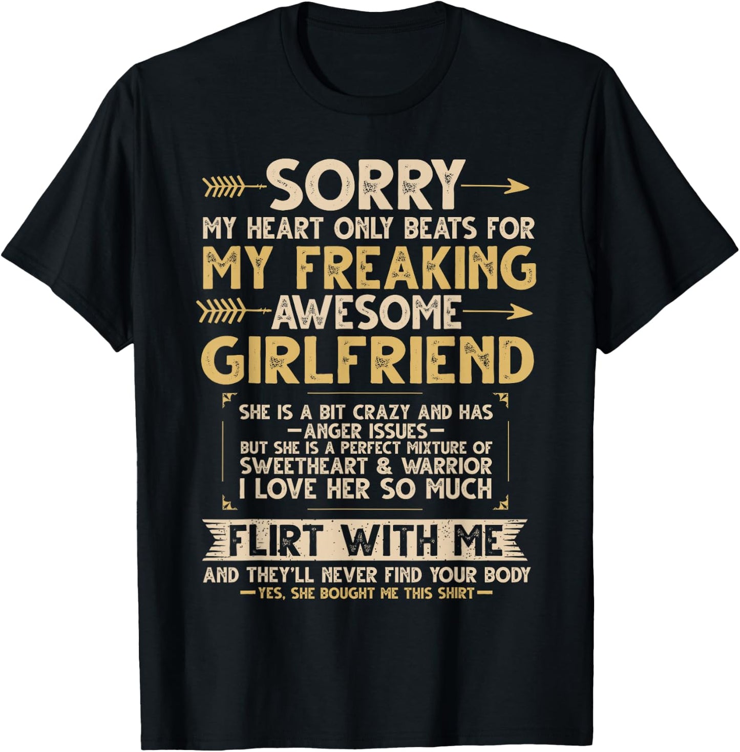 I Love My Freaking Awesome Girlfriend Shes a Bit Crazy Funny T-Shirt - T-Shirt | Black