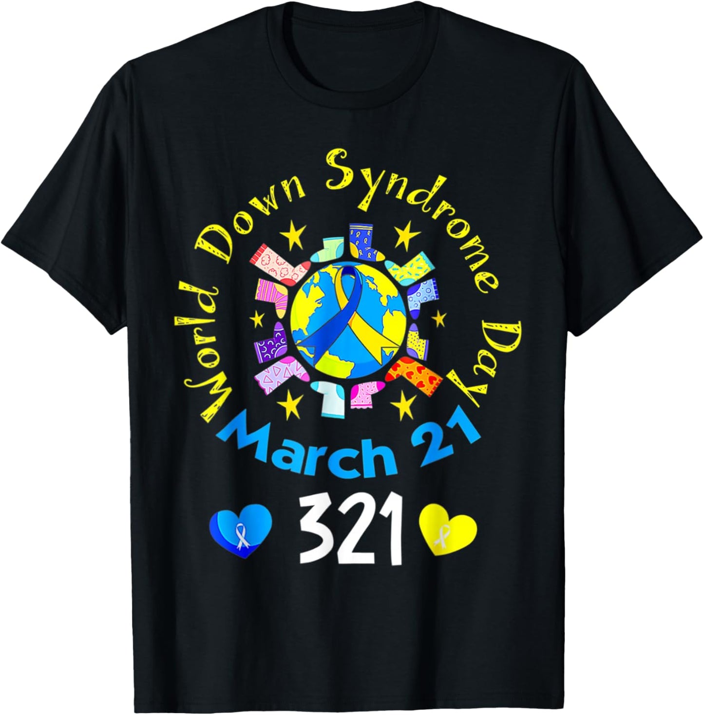 321 World Down Syndrome Awareness Day Rock Your Socks T-Shirt - T-Shirt | Black
