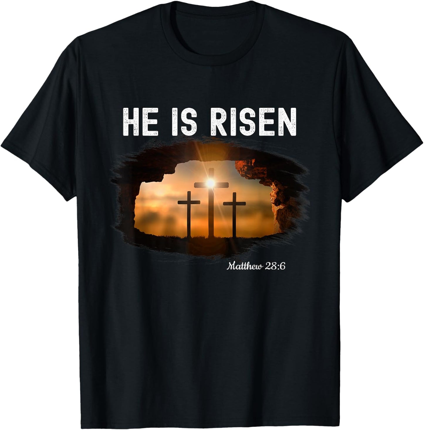 He is risen Christian Easter Jesus Matthew 28:6 T-Shirt - T-Shirt | Black
