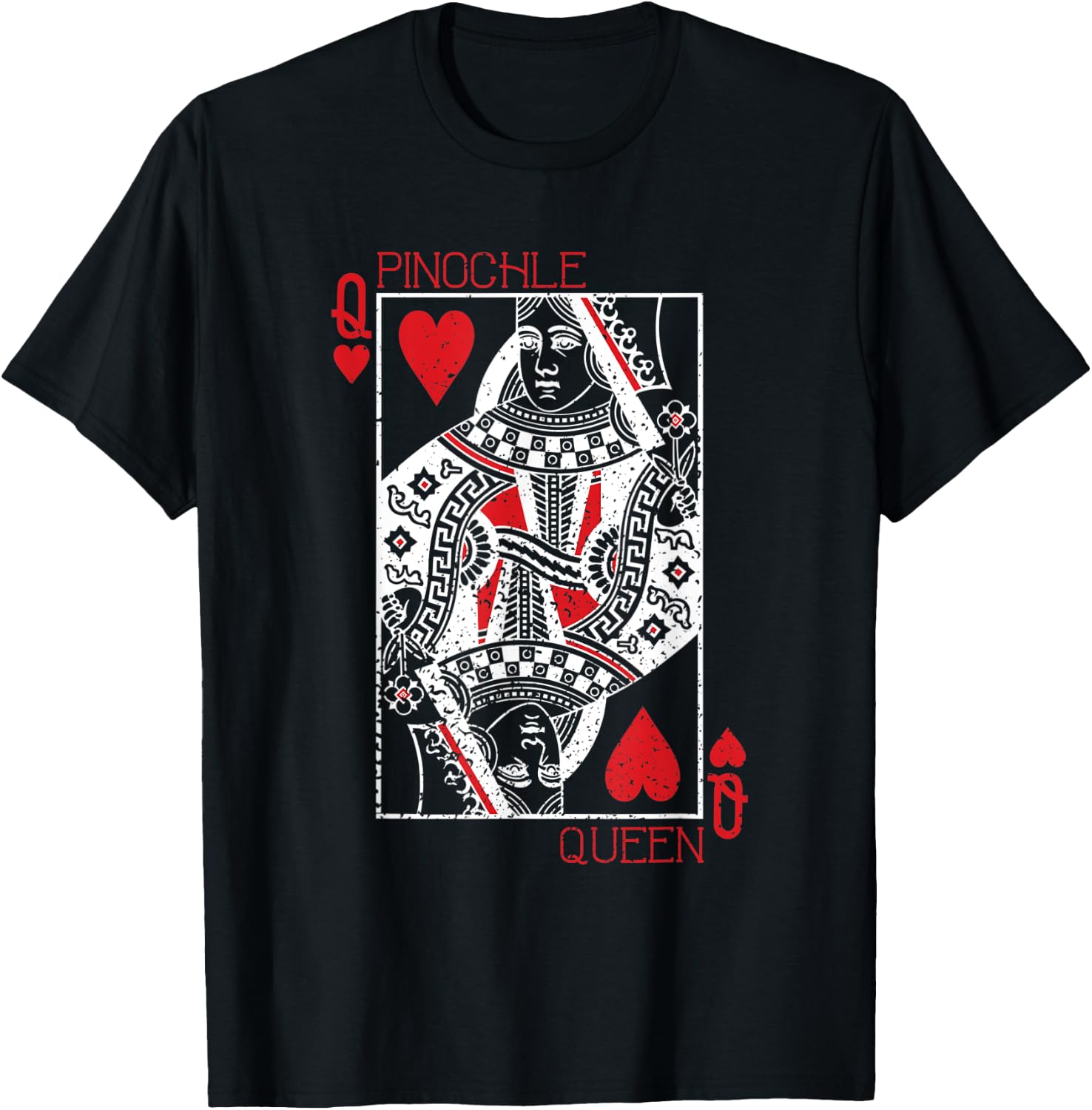 Pinochle queen card - pinochle gift T-Shirt - T-Shirt | Black