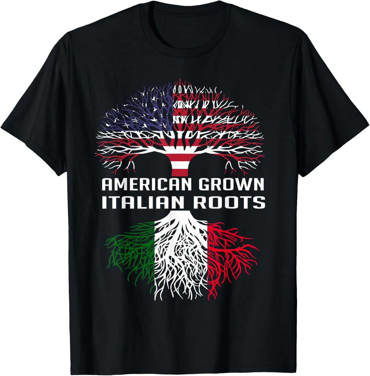 American Grown Italian Roots Italy Flag Proud Italian Roots T-Shirt - T-Shirt | Black