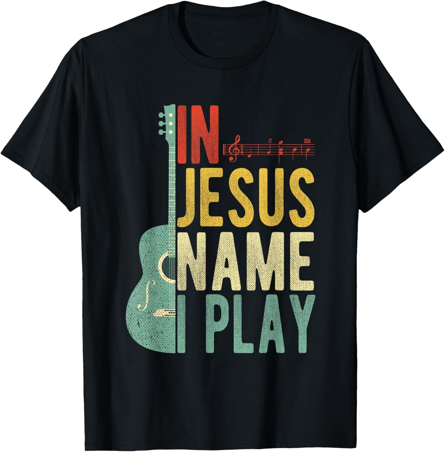 In Jesus Name I Play Guitar T-Shirt - T-Shirt | Black