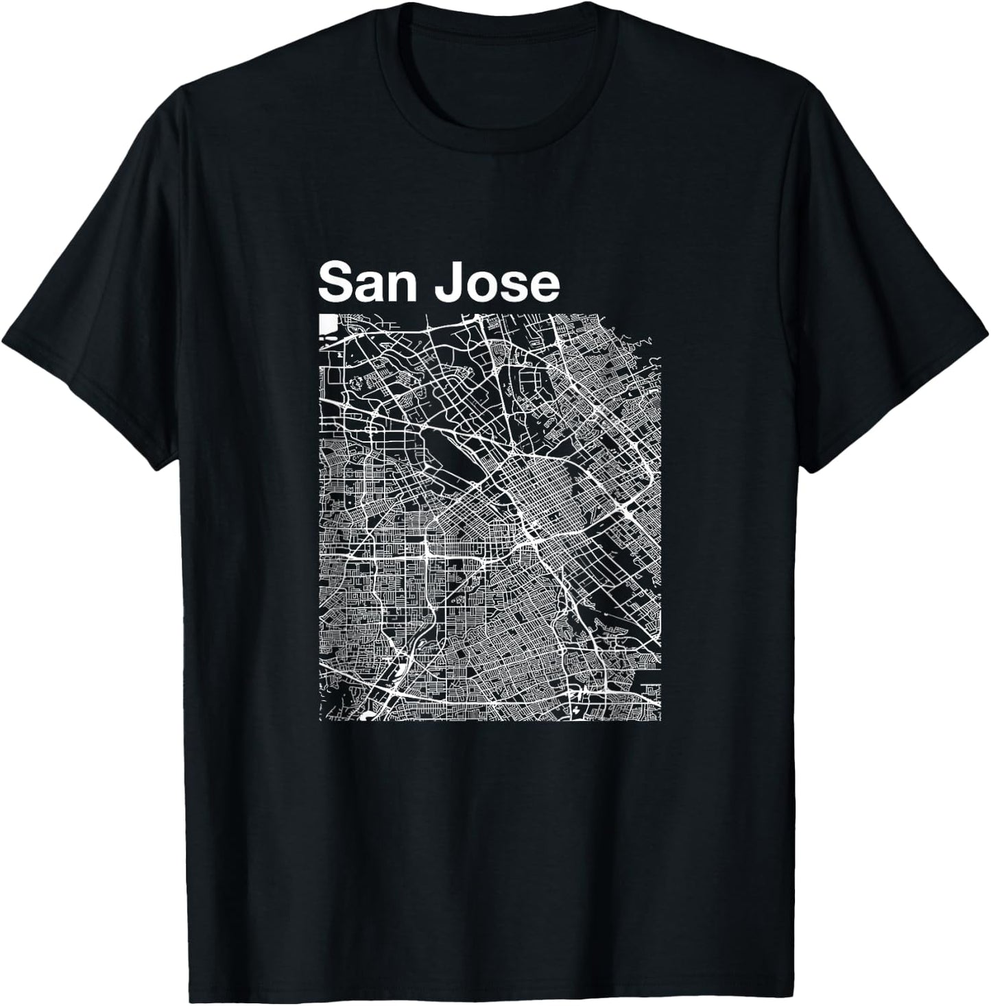San Jose California Vintage Style Home City Street Map T-Shirt - T-Shirt | Black