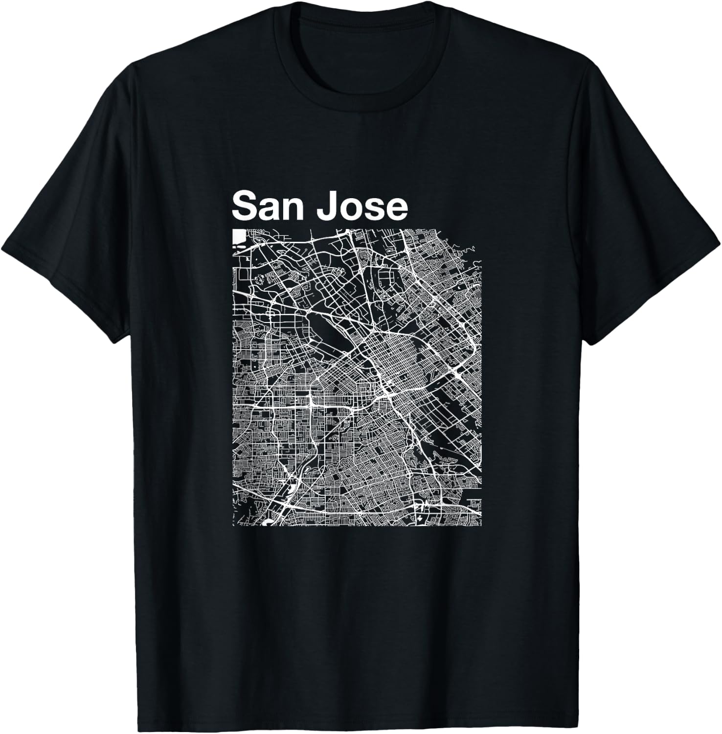 San Jose California Vintage Style Home City Street Map T-Shirt - T-Shirt | Black