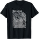 San Jose California Vintage Style Home City Street Map T-Shirt - T-Shirt | Black