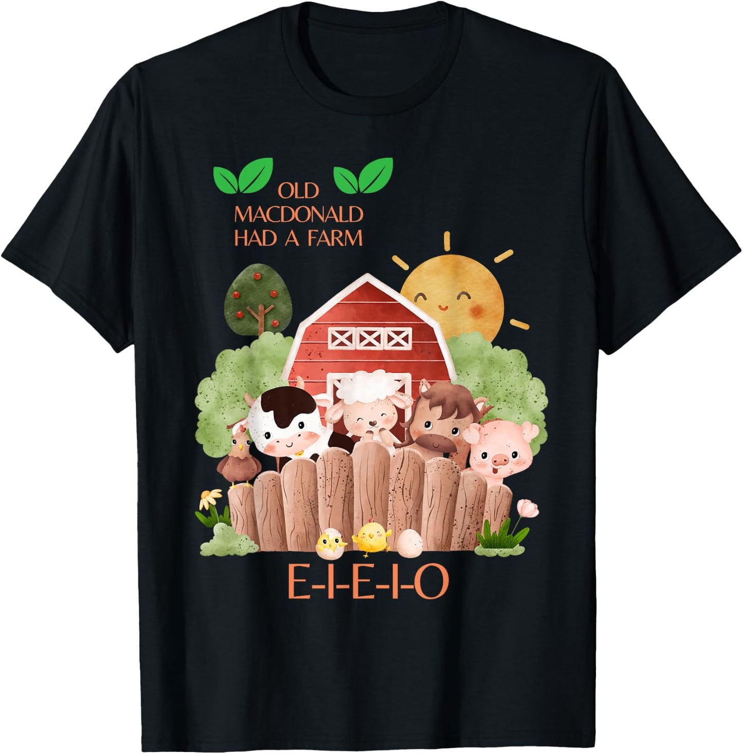 Old MacDonald Had a Farm E-I-E-I-O Boy Toddler Kids Birthday T-Shirt - T-Shirt | Black