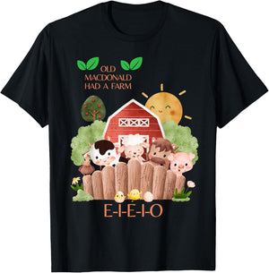 Old MacDonald Had a Farm E-I-E-I-O Boy Toddler Kids Birthday T-Shirt - T-Shirt | Black