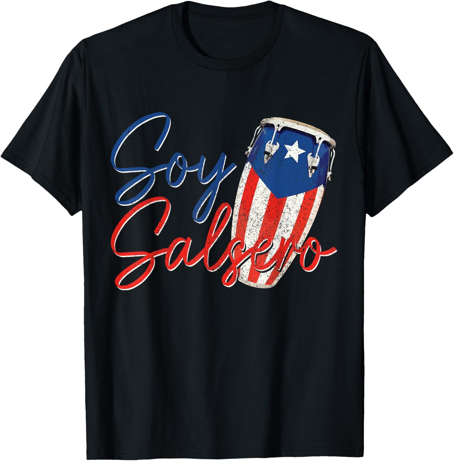 Puerto Rico Salsa Dancing Music Flag Caribbean Souvenir T-Shirt - T-Shirt | Black