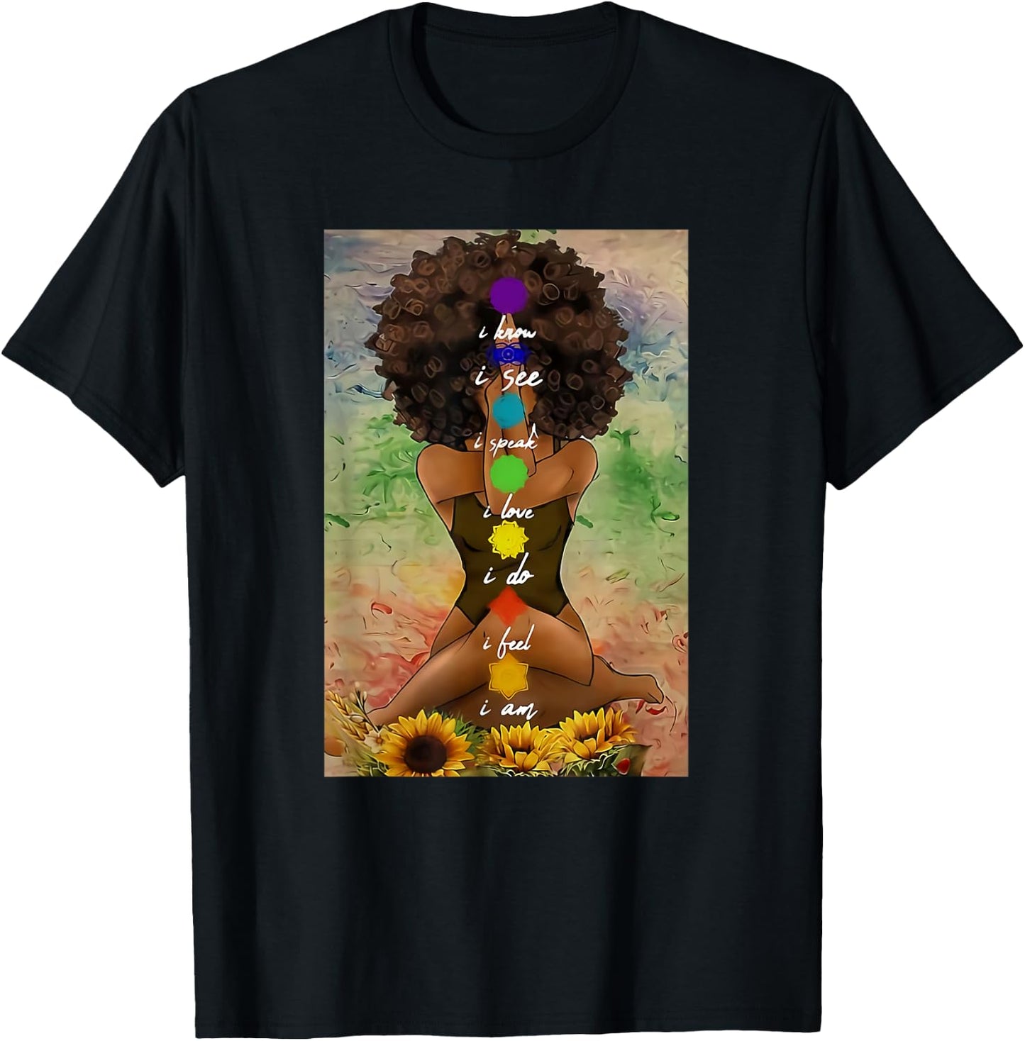 Yoga African American Wall Art T-Shirt - T-Shirt | Black