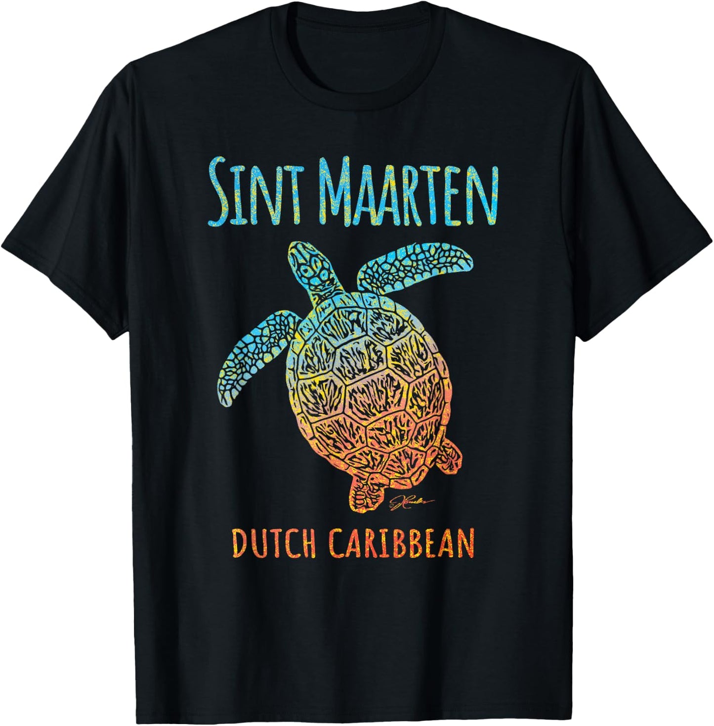 JCombs: Sint Maarten, Sea Turtle, Beach T-Shirt - T-Shirt | Black