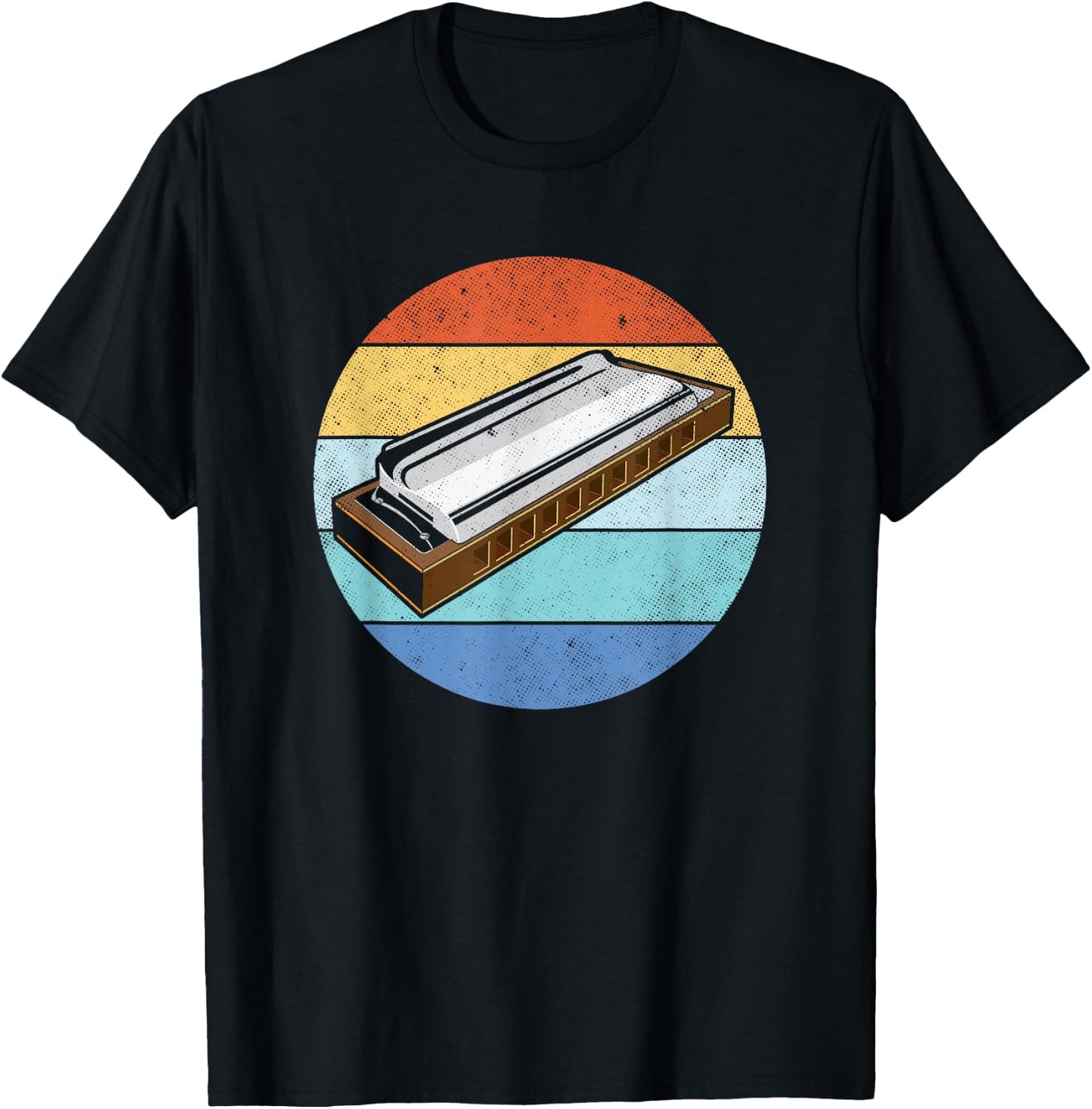 Harmonica Vintage Retro Harmonica Player Gift T-Shirt - T-Shirt | Black