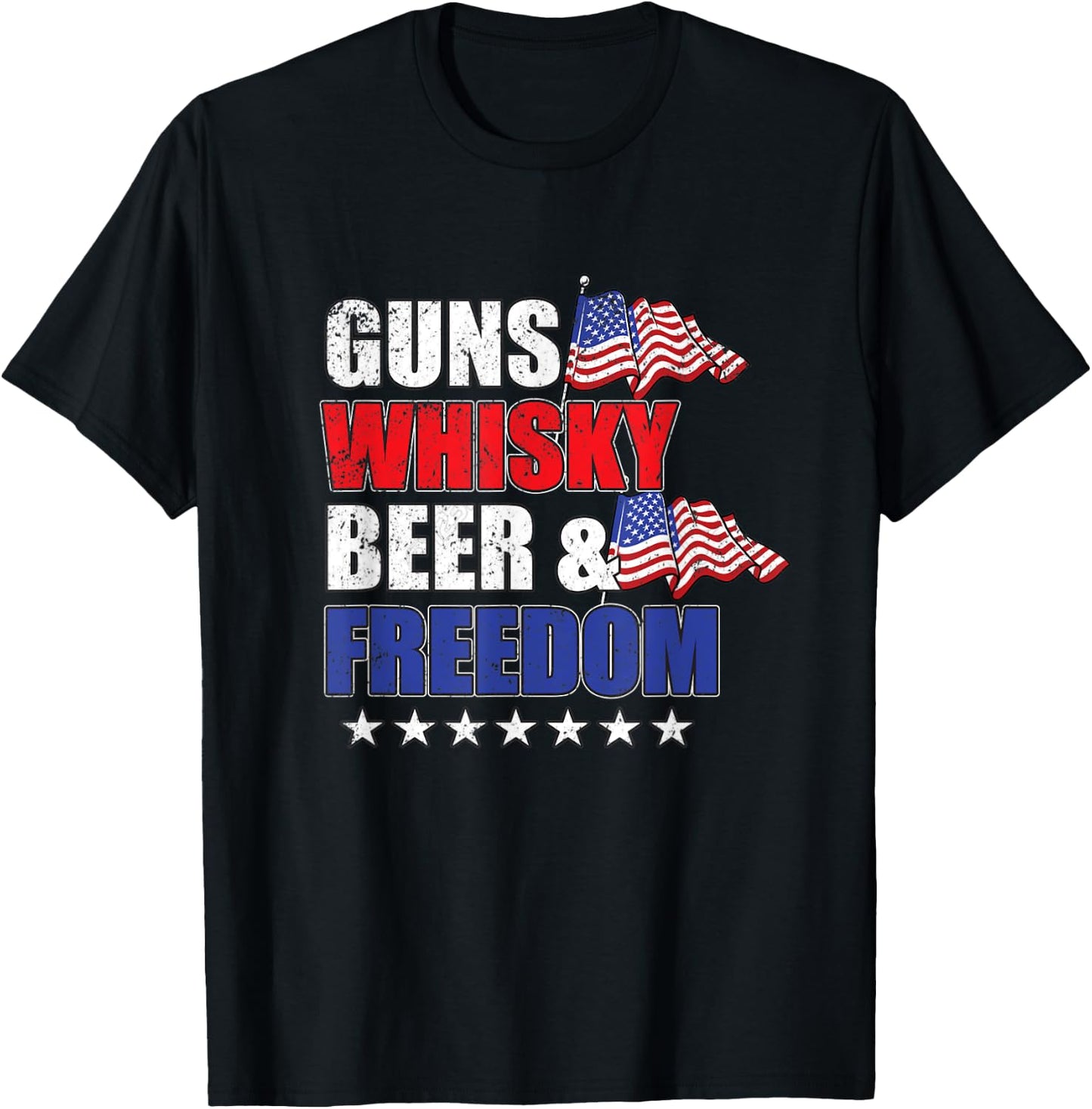 Guns Whiskey Beer And Freedom Gift Men Women 2nd Amendment T-Shirt - T-Shirt | Black