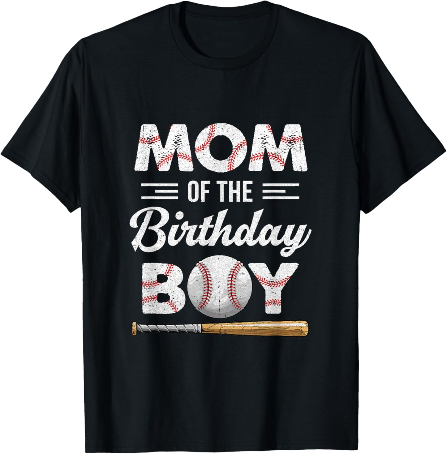 Mom Of The Birthday Boy Baseball Matching Family Party T-Shirt - T-Shirt | Black