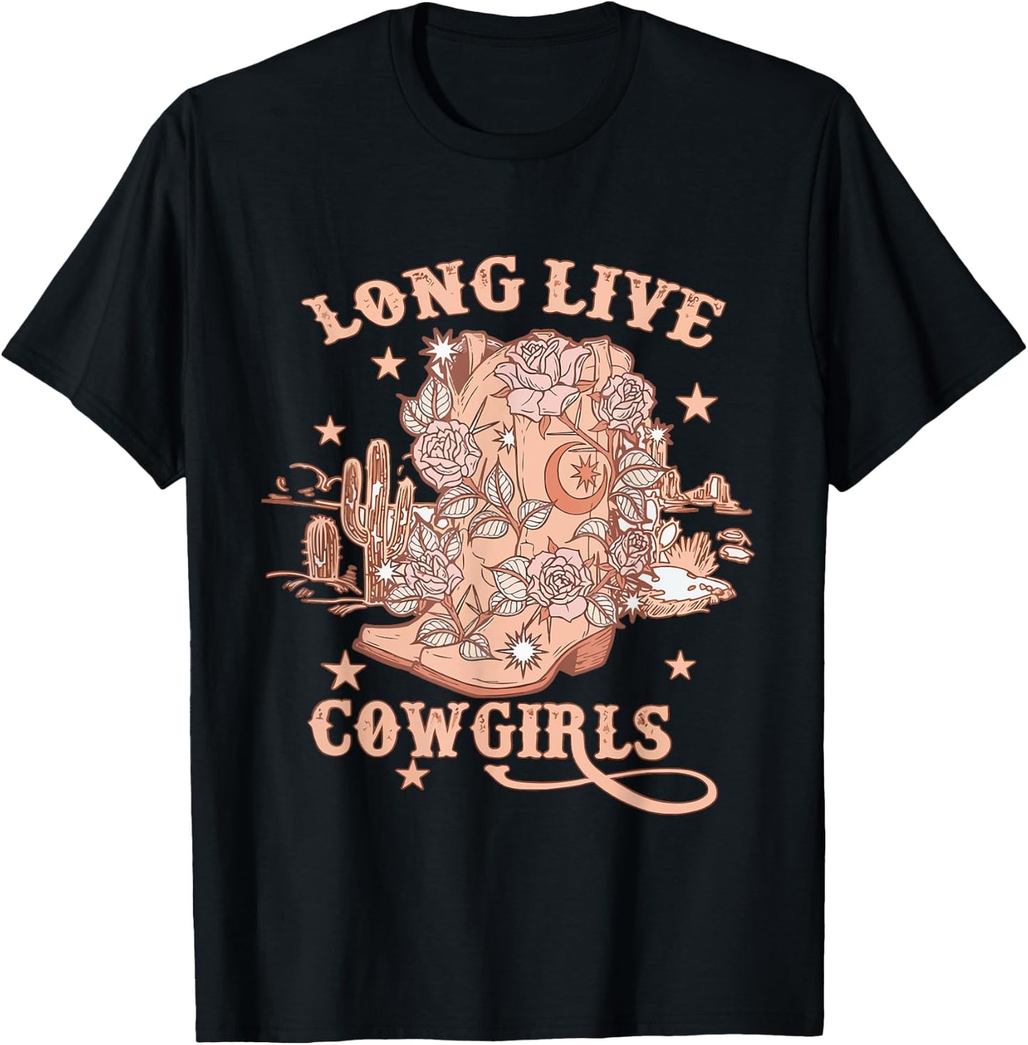 Long Funny Live Country Gifts Southern For Cowgirls Black T-Shirt - T-Shirt | Black