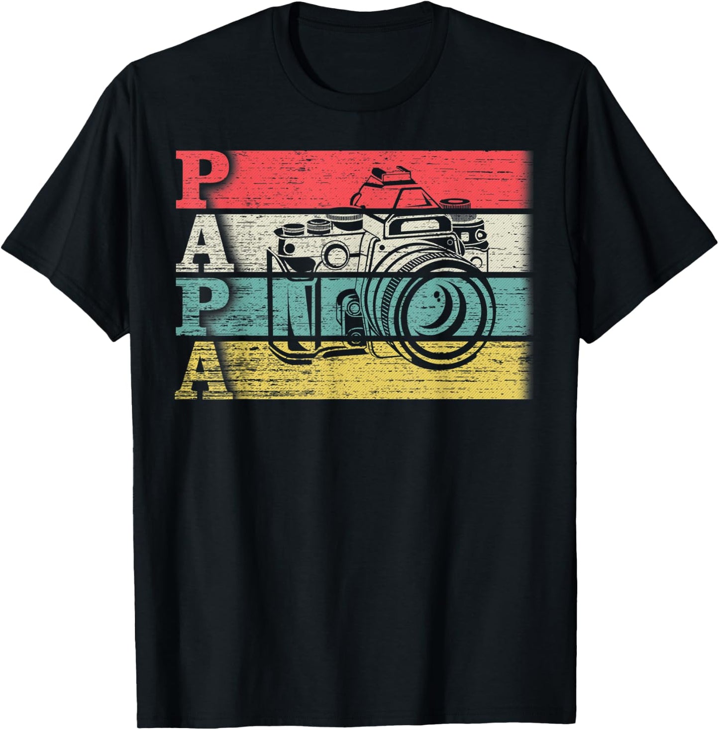 Vintage Retro Photographer Papa Photography Silhouette Funny T-Shirt - T-Shirt | Black