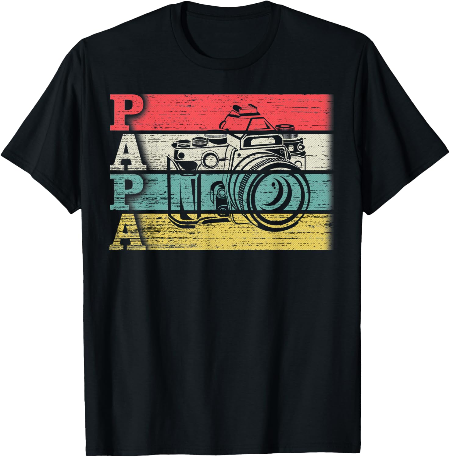 Vintage Retro Photographer Papa Photography Silhouette Funny T-Shirt - T-Shirt | Black