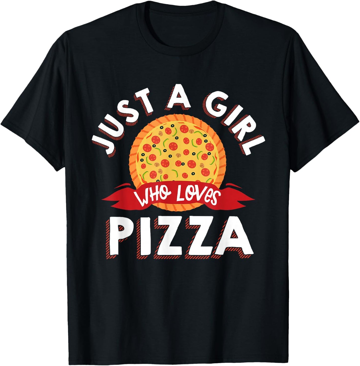 Funny Pizza Art Girls Italian Pizza Slice Lover T-Shirt - T-Shirt | Black